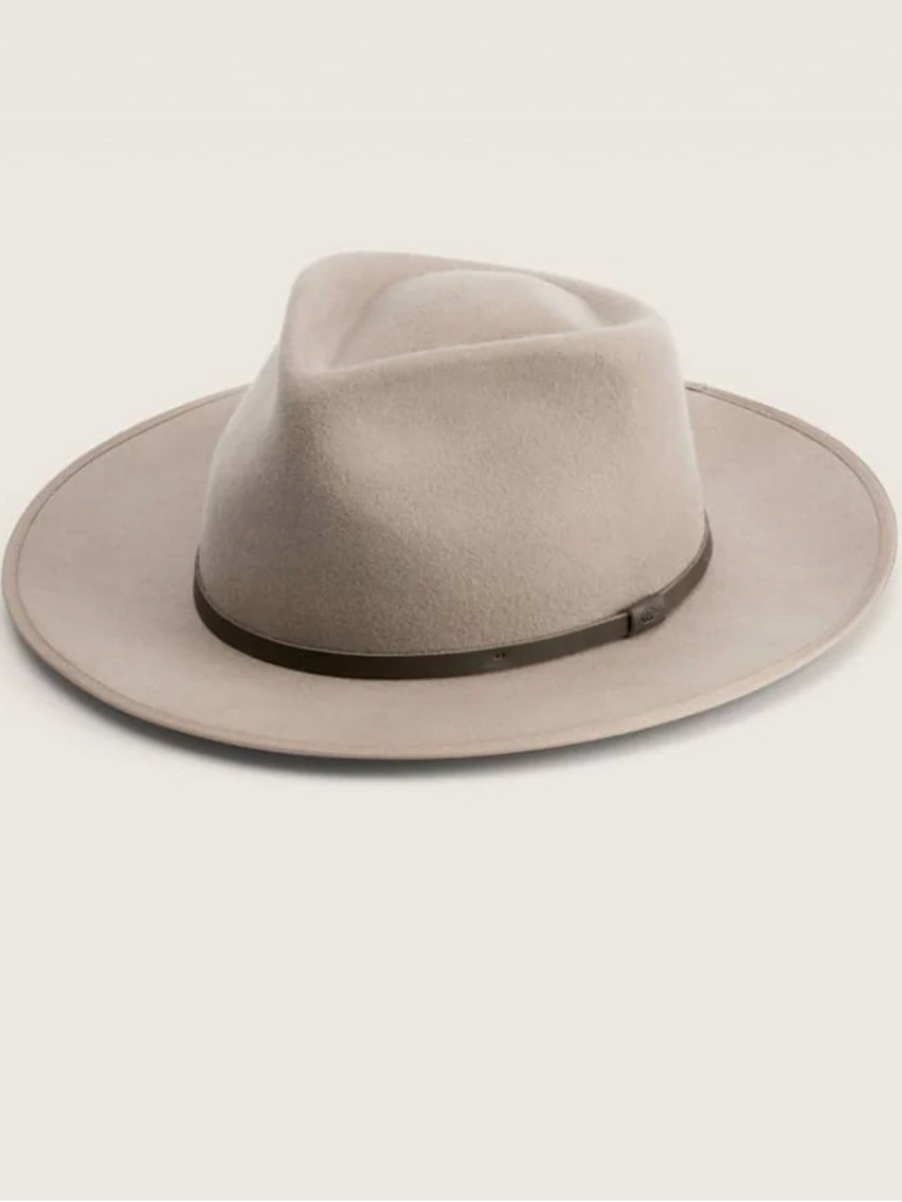 Womens Wide Brim Felt Fedora Hat in Light Beige